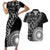 Black Tongan Ngatu Fonulei Pattern Couples Matching Short Sleeve Bodycon Dress and Hawaiian Shirt