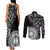 Black Tongan Ngatu Fonulei Pattern Couples Matching Tank Maxi Dress and Long Sleeve Button Shirt