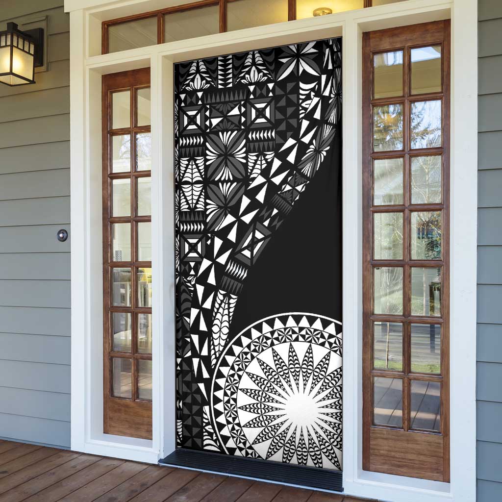 Black Tongan Ngatu Fonulei Pattern Door Cover - Polynesian Pride