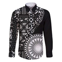 Black Tongan Ngatu Fonulei Pattern Family Matching Mermaid Dress and Hawaiian Shirt