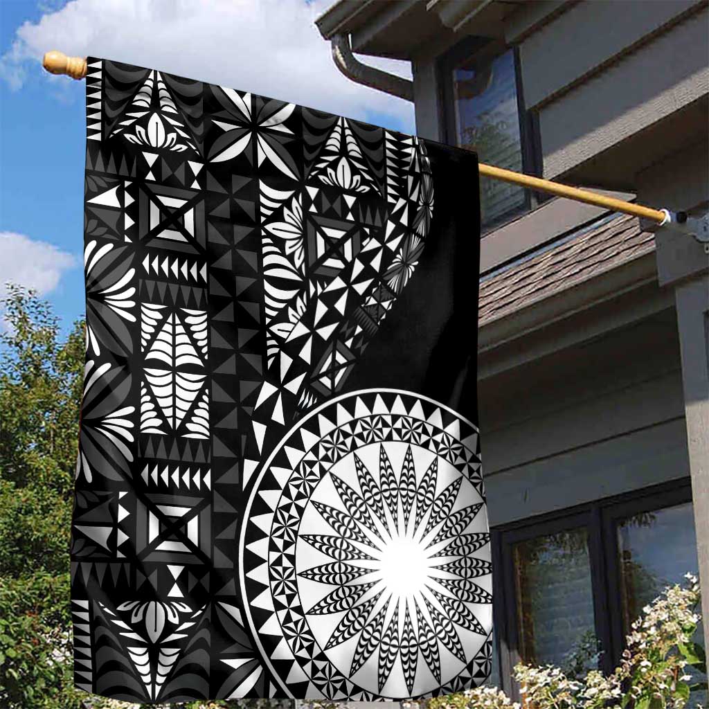 Black Tongan Ngatu Fonulei Pattern Garden Flag