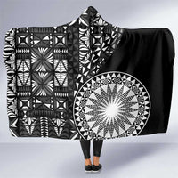 Black Tongan Ngatu Fonulei Pattern Hooded Blanket