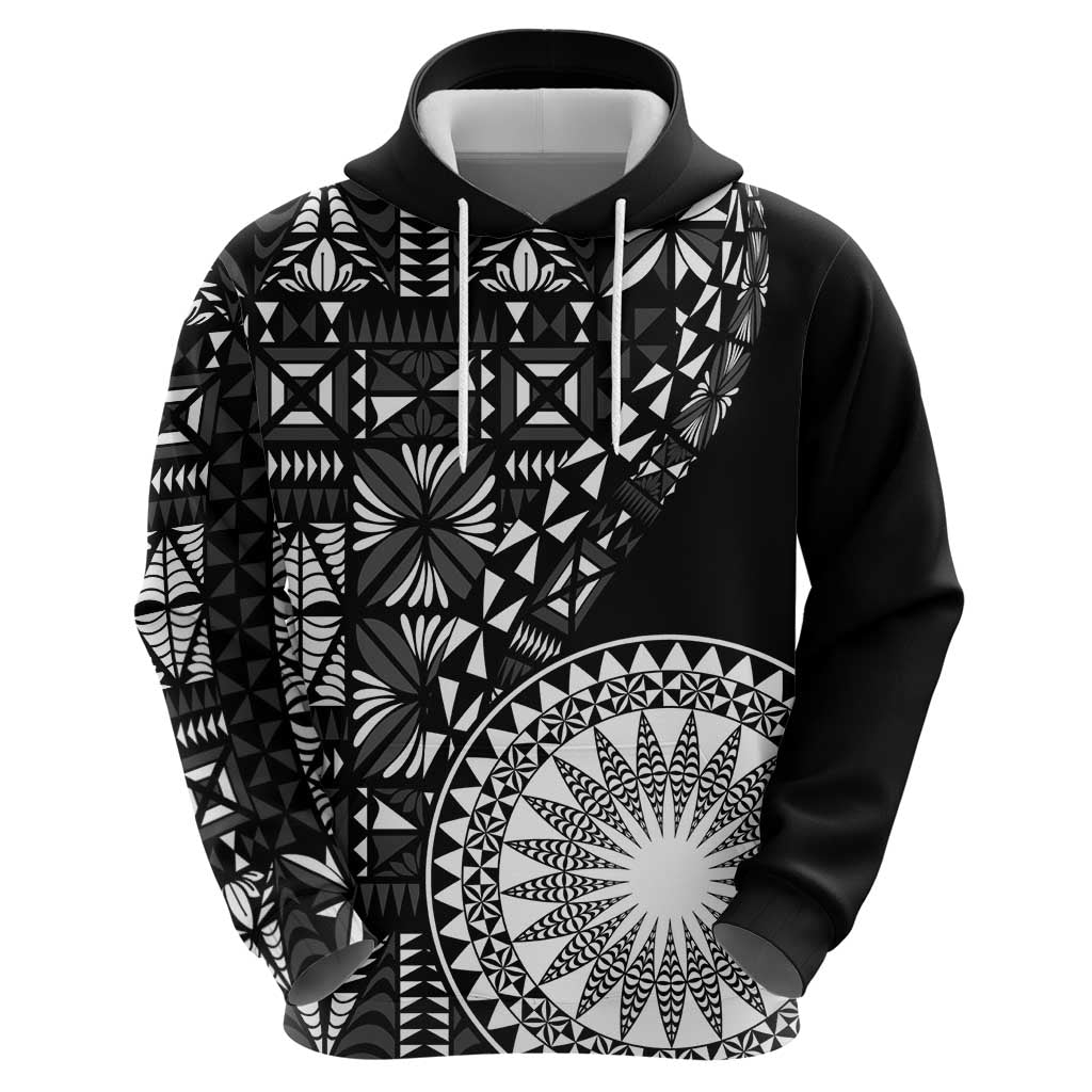Black Tongan Ngatu Fonulei Pattern Hoodie
