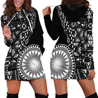 Black Tongan Ngatu Fonulei Pattern Hoodie Dress