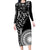Black Tongan Ngatu Fonulei Pattern Long Sleeve Bodycon Dress