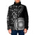 Black Tongan Ngatu Fonulei Pattern Padded Jacket - Polynesian Pride