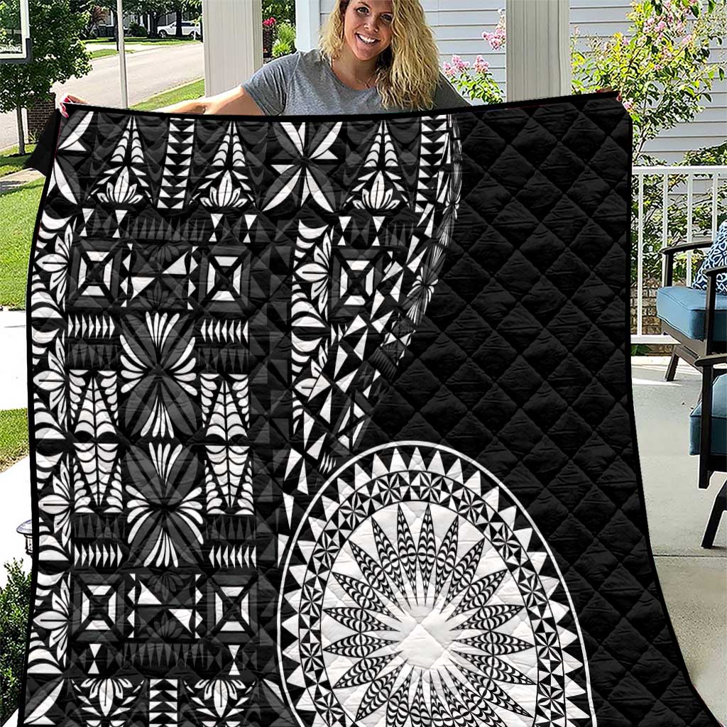 Black Tongan Ngatu Fonulei Pattern Quilt LT9 Black - Polynesian Pride