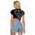 Black Tongan Ngatu Fonulei Pattern Raglan Cropped T Shirt