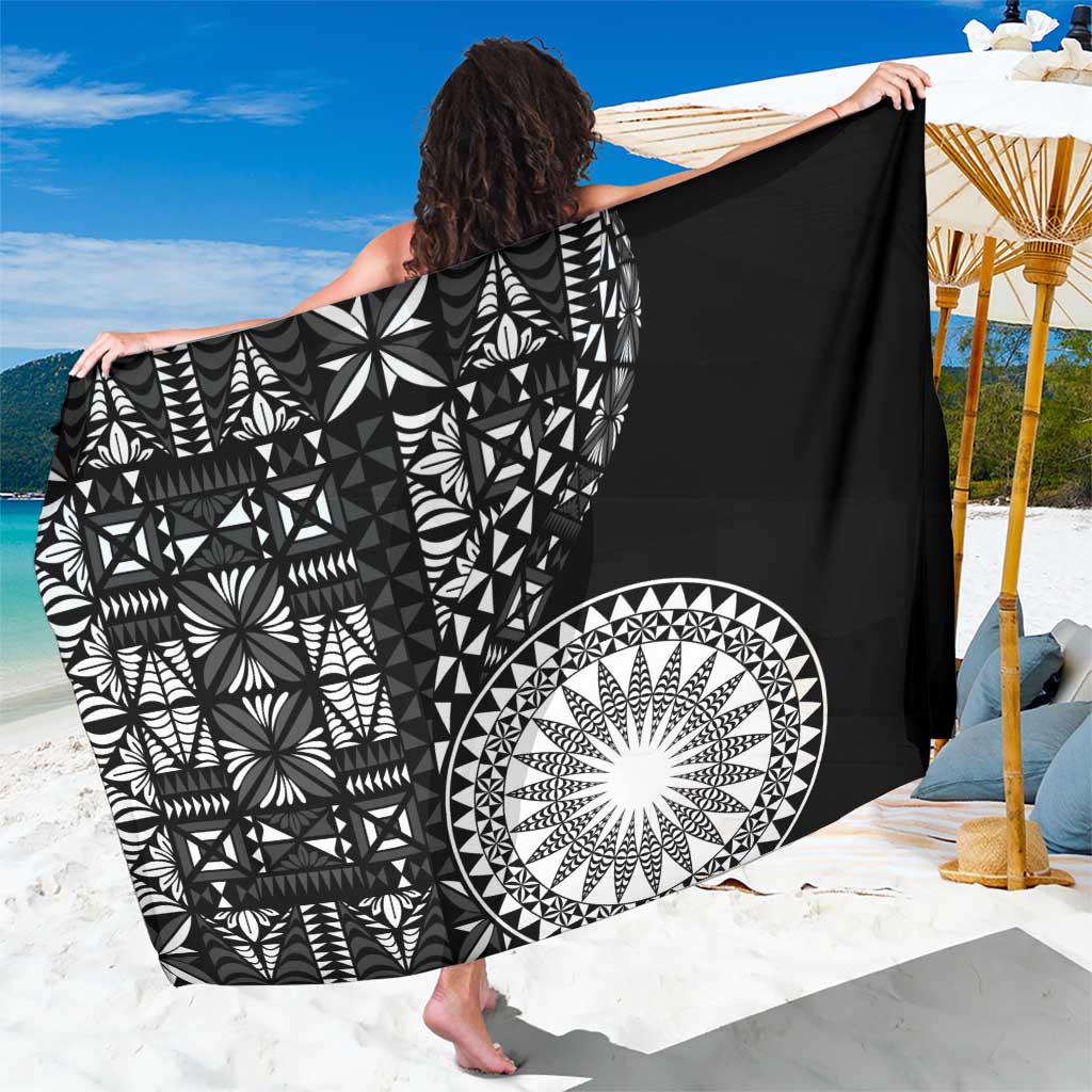 Black Tongan Ngatu Fonulei Pattern Sarong LT9 One Size 44 x 66 inches Black - Polynesian Pride