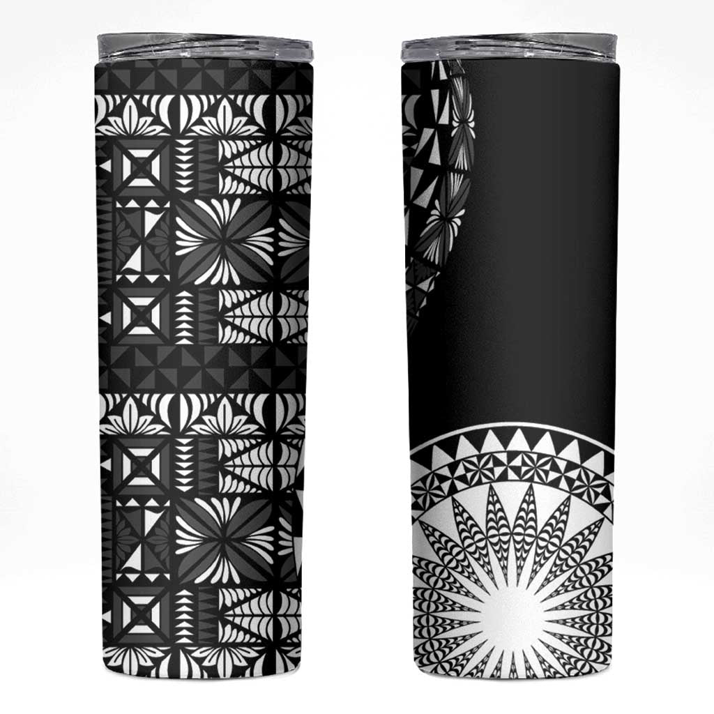 Black Tongan Ngatu Fonulei Pattern Skinny Tumbler