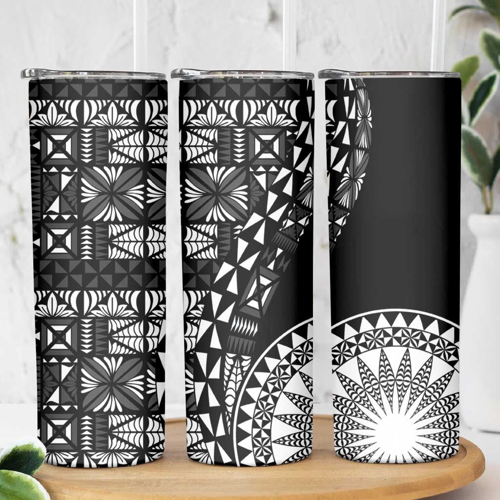 Black Tongan Ngatu Fonulei Pattern Skinny Tumbler