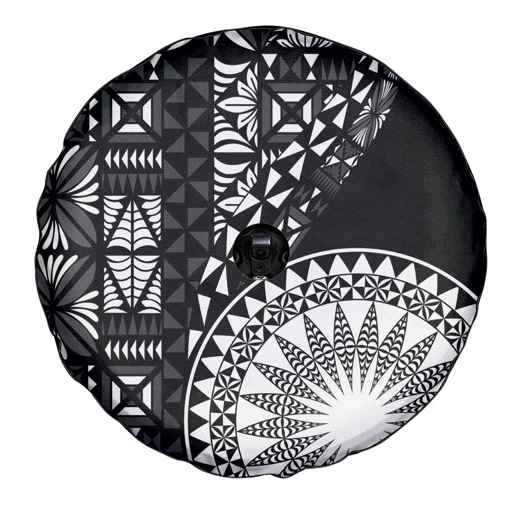 Black Tongan Ngatu Fonulei Pattern Spare Tire Cover
