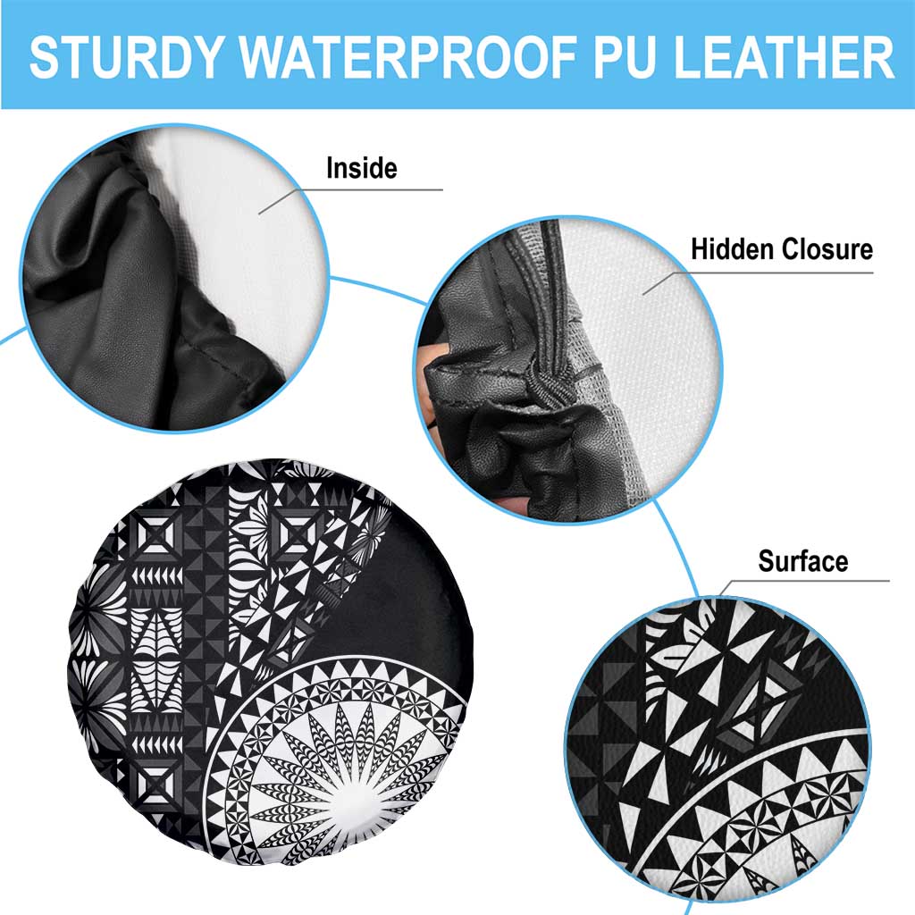 Black Tongan Ngatu Fonulei Pattern Spare Tire Cover