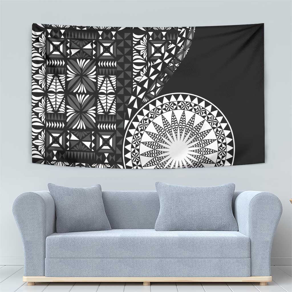 Black Tongan Ngatu Fonulei Pattern Tapestry