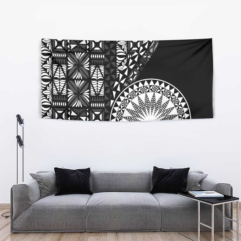 Black Tongan Ngatu Fonulei Pattern Tapestry