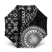 Black Tongan Ngatu Fonulei Pattern Umbrella - Polynesian Pride