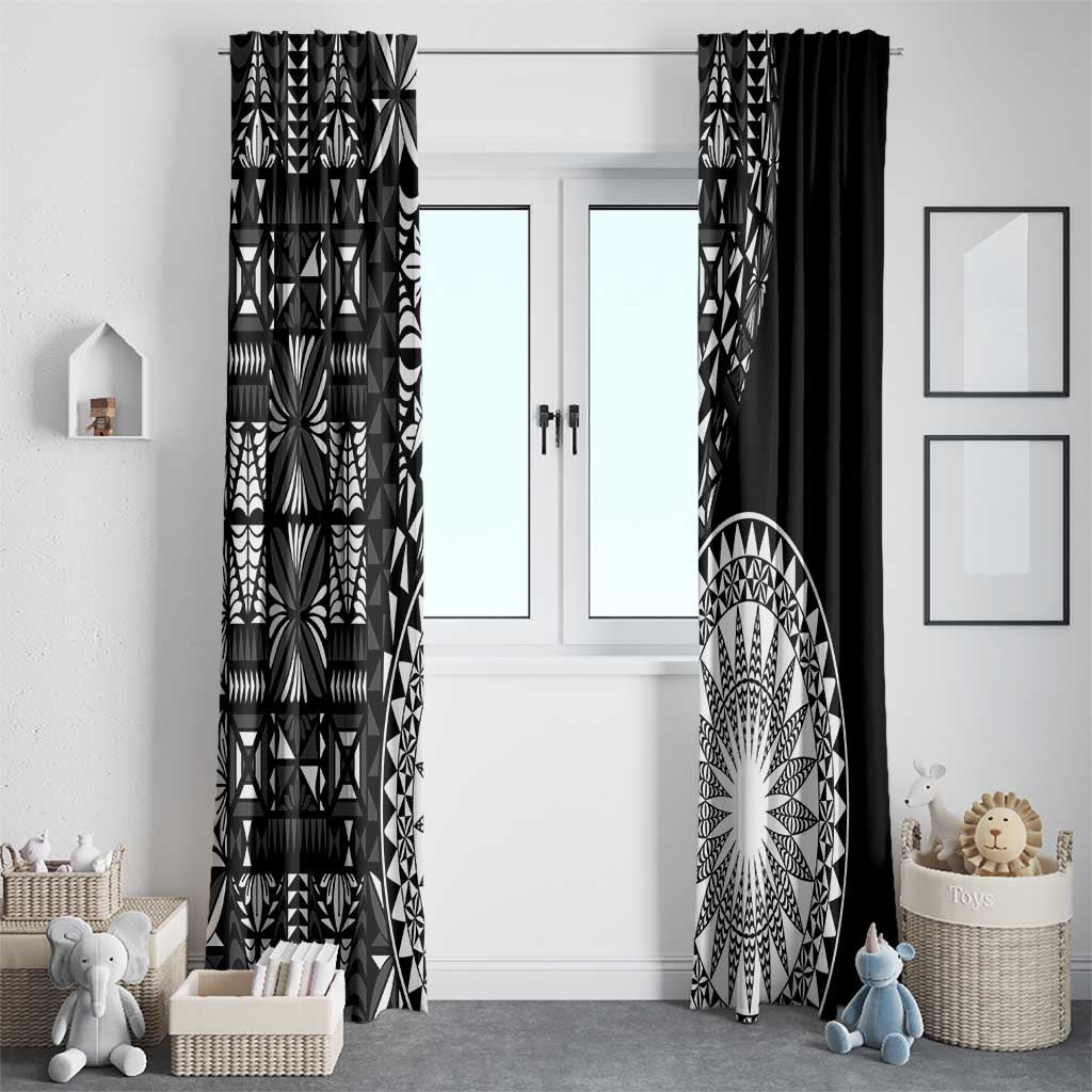 Black Tongan Ngatu Fonulei Pattern Window Curtain