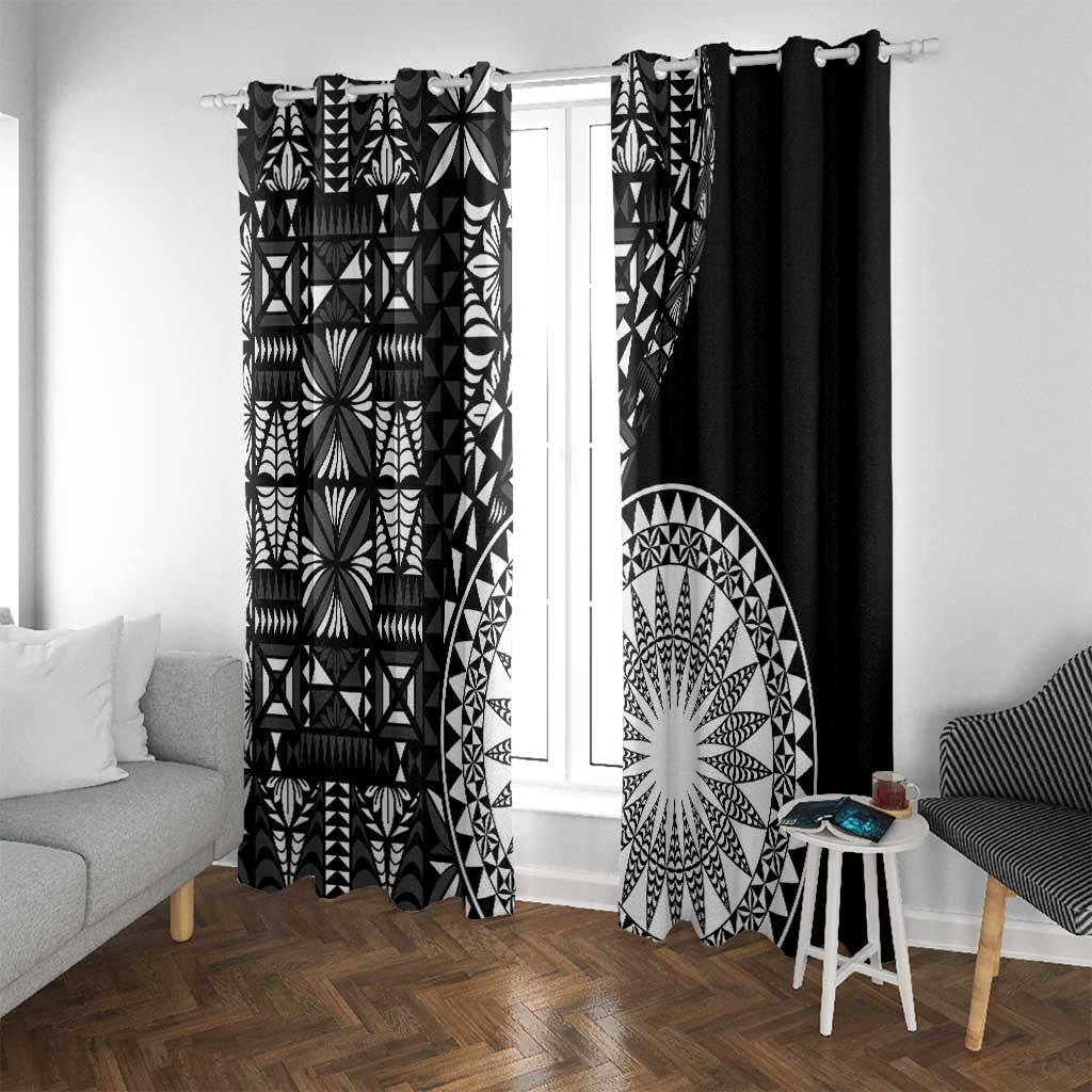 Black Tongan Ngatu Fonulei Pattern Window Curtain