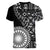 Black Tongan Ngatu Fonulei Pattern Women V-Neck T-Shirt