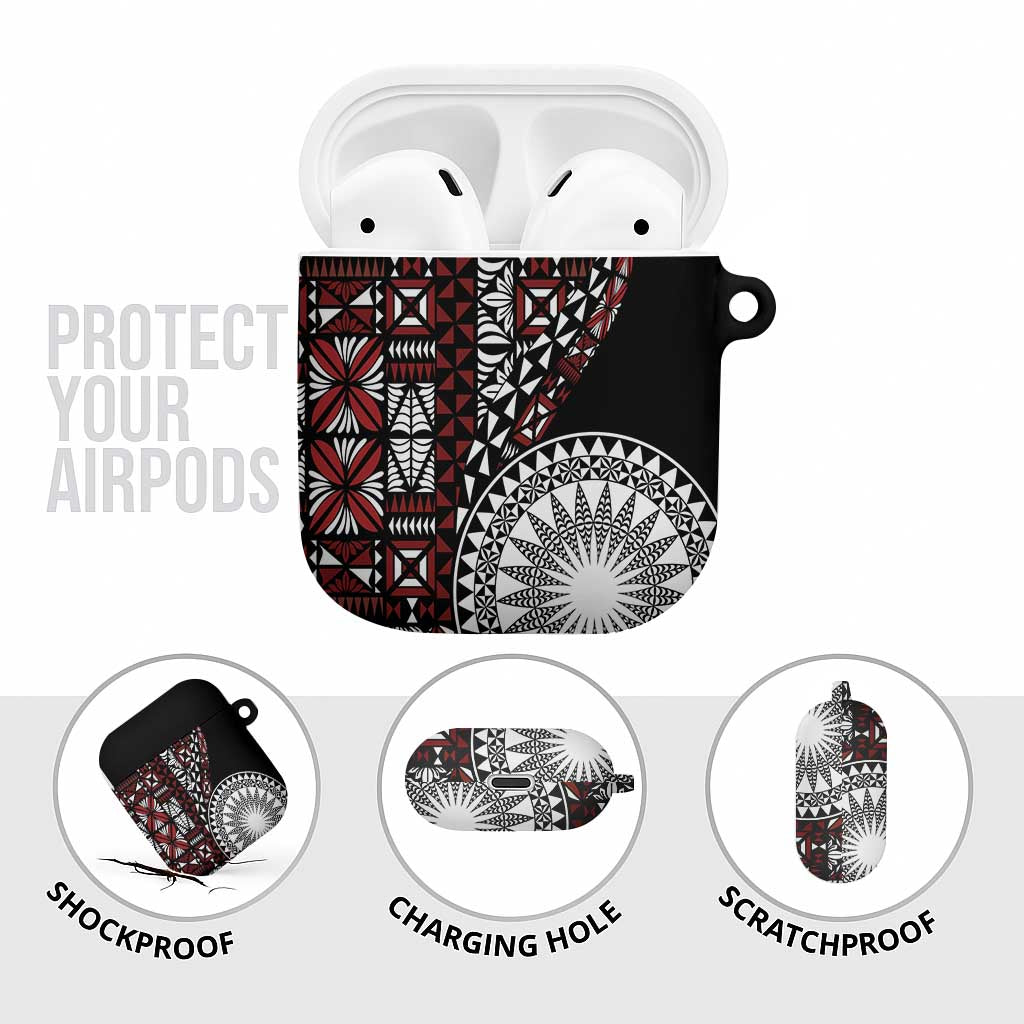 Red Tongan Ngatu Fonulei Pattern AirPods Case - Polynesian Pride