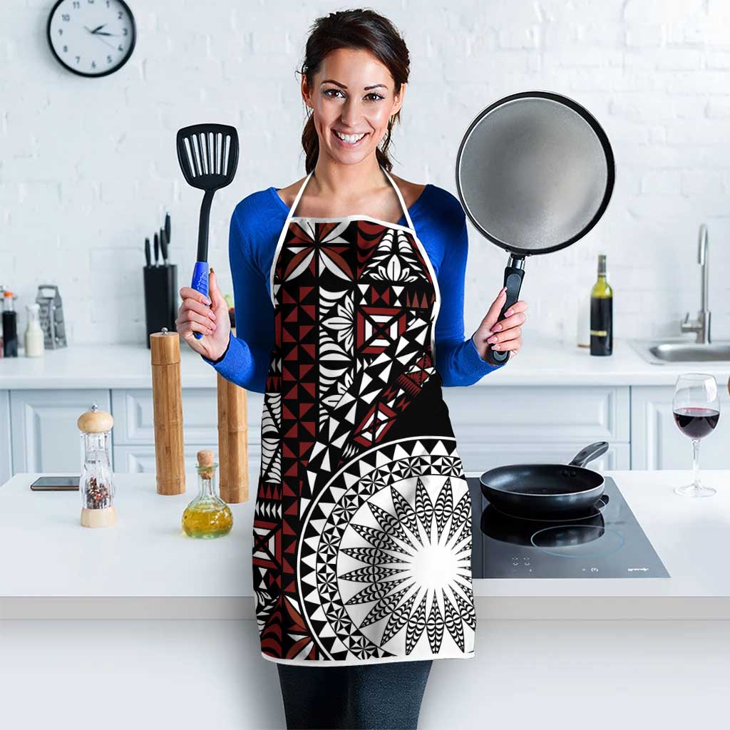 Red Tongan Ngatu Fonulei Pattern Apron - Polynesian Pride