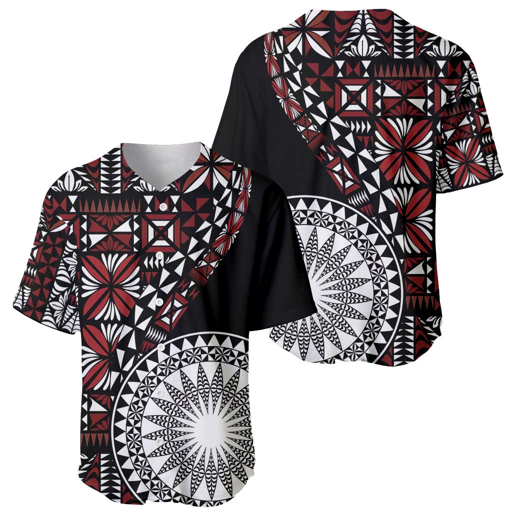 Red Tongan Ngatu Fonulei Pattern Baseball Jersey