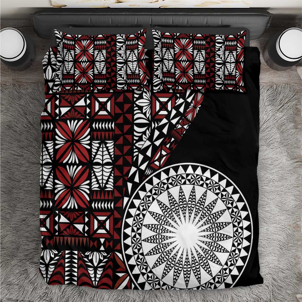 Red Tongan Ngatu Fonulei Pattern Bedding Set