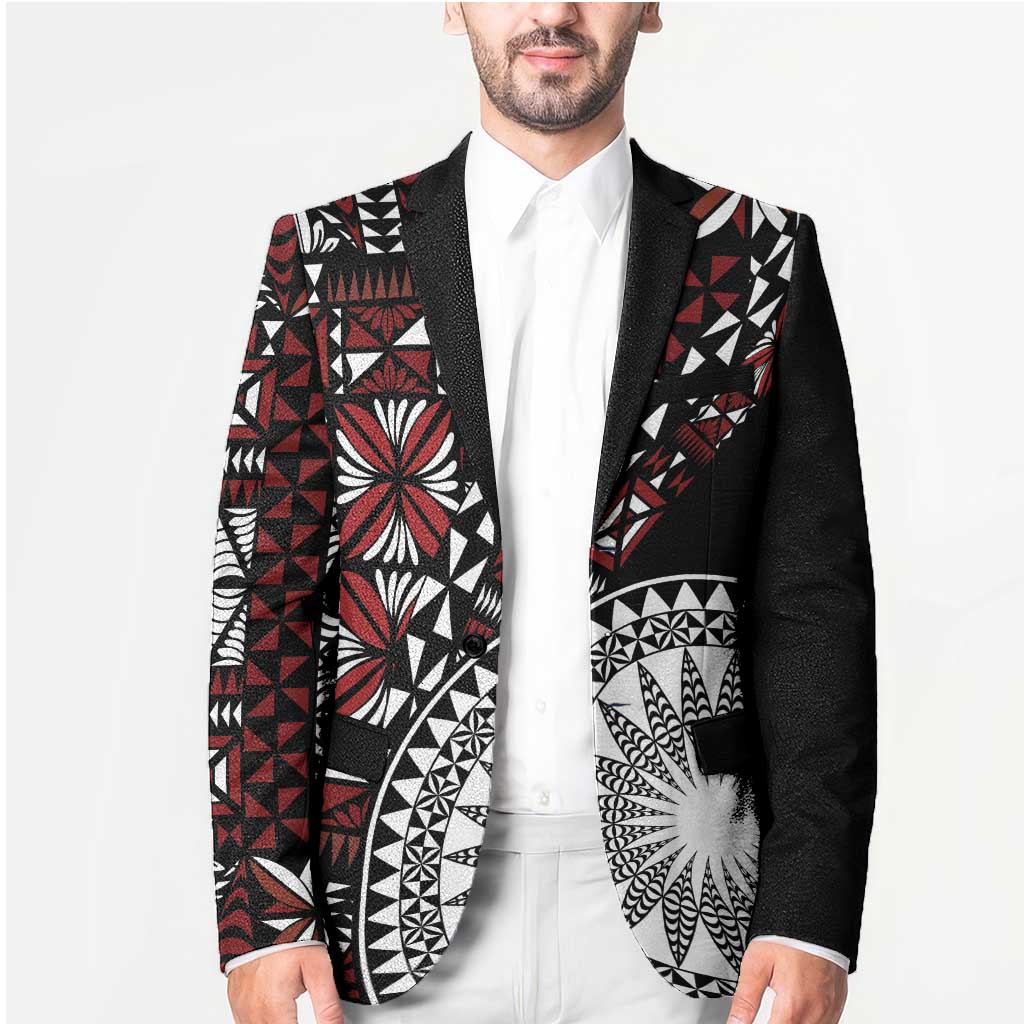 Red Tongan Ngatu Fonulei Pattern Blazer - Polynesian Pride