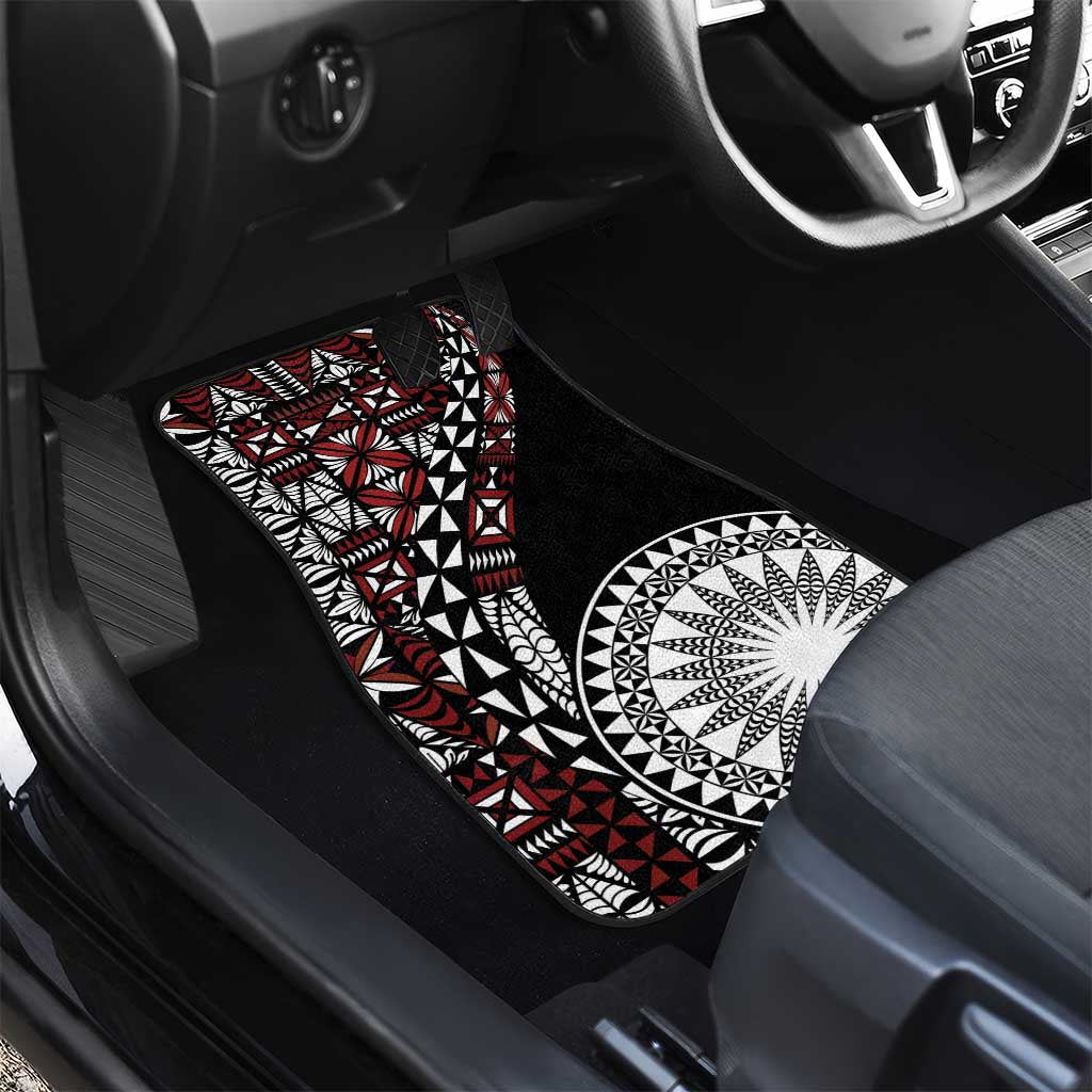 Red Tongan Ngatu Fonulei Pattern Car Mats