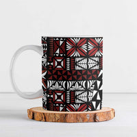 Red Tongan Ngatu Fonulei Pattern Ceramic Mug - Polynesian Pride