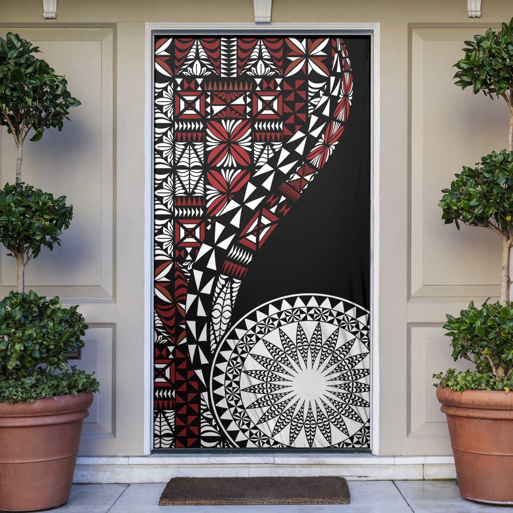 Red Tongan Ngatu Fonulei Pattern Door Cover - Polynesian Pride