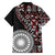 Red Tongan Ngatu Fonulei Pattern Family Matching Off The Shoulder Long Sleeve Dress and Hawaiian Shirt