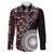 Red Tongan Ngatu Fonulei Pattern Family Matching Off Shoulder Short Dress and Hawaiian Shirt