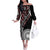 Red Tongan Ngatu Fonulei Pattern Off The Shoulder Long Sleeve Dress