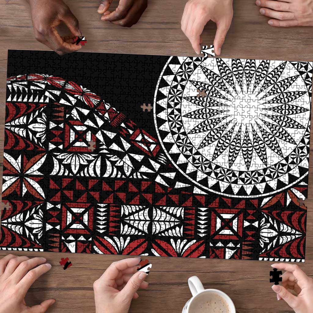 Red Tongan Ngatu Fonulei Pattern Puzzle - Polynesian Pride