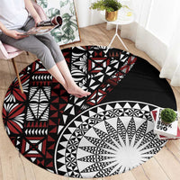 Red Tongan Ngatu Fonulei Pattern Round Carpet LT9 - Polynesian Pride