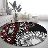 Red Tongan Ngatu Fonulei Pattern Round Carpet LT9 - Polynesian Pride