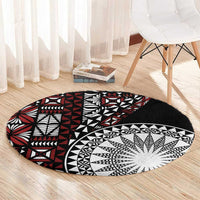 Red Tongan Ngatu Fonulei Pattern Round Carpet LT9 - Polynesian Pride