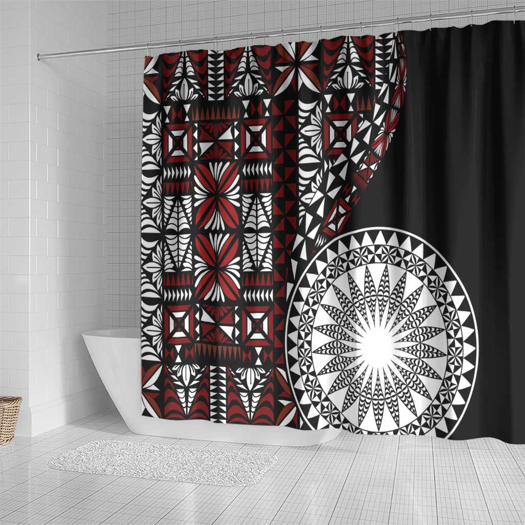 Red Tongan Ngatu Fonulei Pattern Shower Curtain LT9 - Polynesian Pride