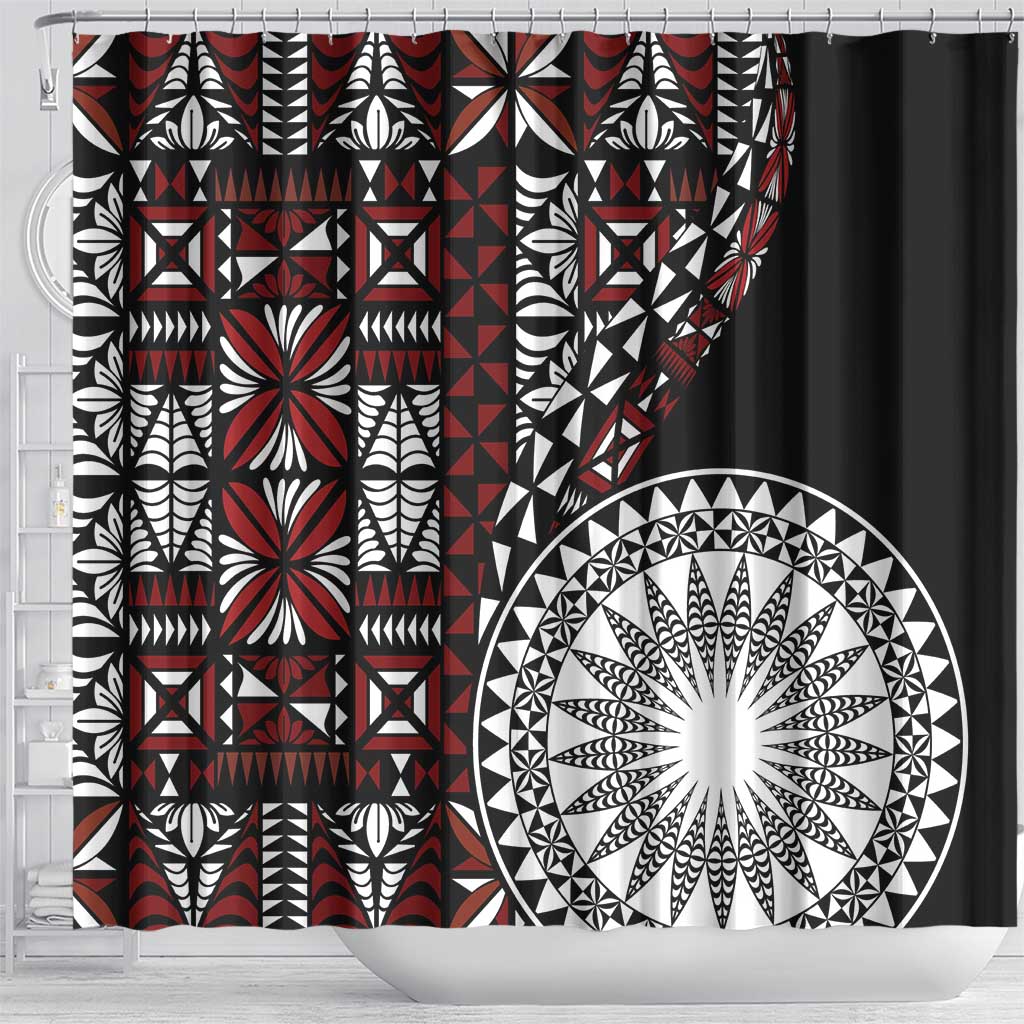 Red Tongan Ngatu Fonulei Pattern Shower Curtain LT9 - Polynesian Pride