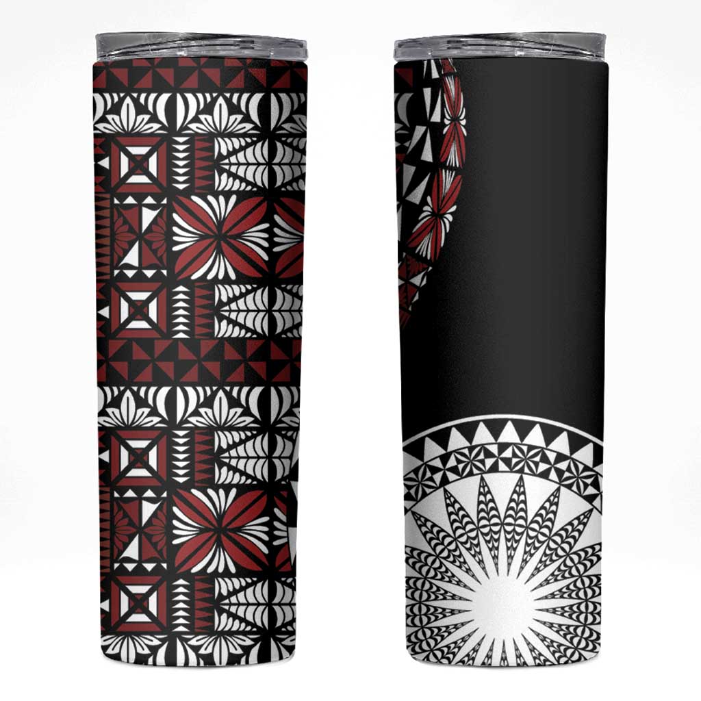 Red Tongan Ngatu Fonulei Pattern Skinny Tumbler