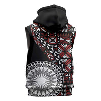 Red Tongan Ngatu Fonulei Pattern Sleeveless Zip Hoodie - Polynesian Pride