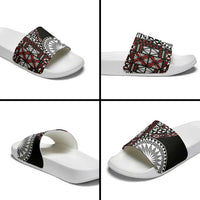 Red Tongan Ngatu Fonulei Pattern Slide Sandals - Polynesian Pride