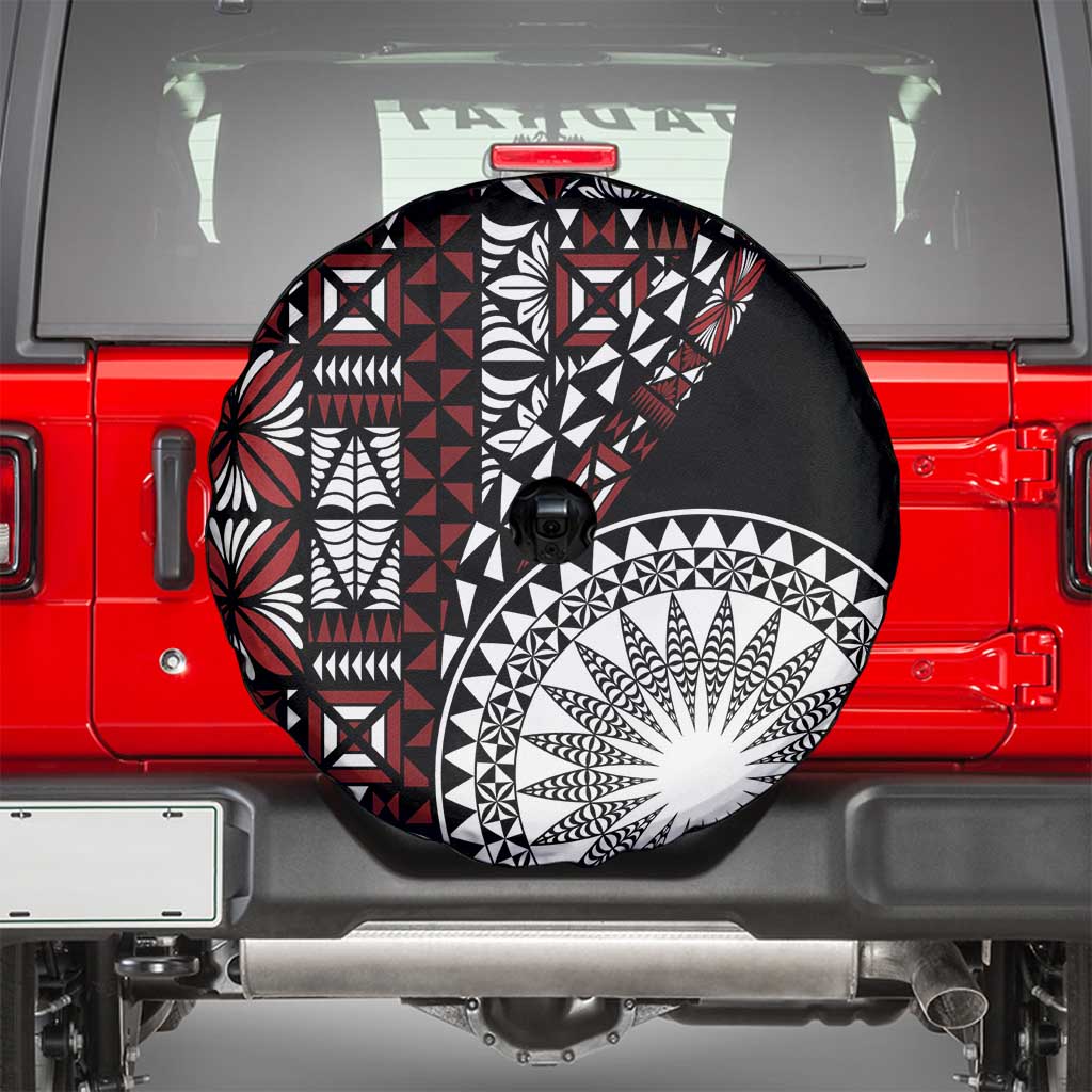 Red Tongan Ngatu Fonulei Pattern Spare Tire Cover