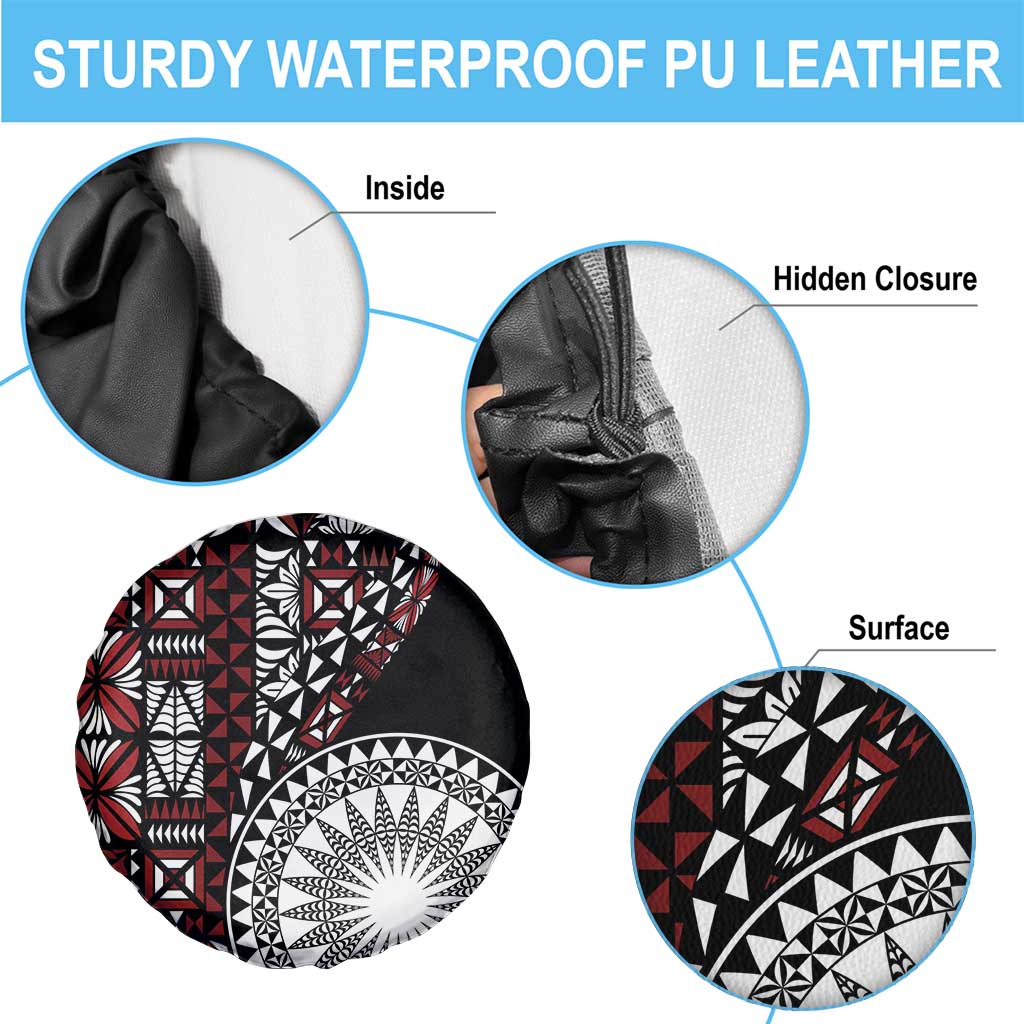 Red Tongan Ngatu Fonulei Pattern Spare Tire Cover