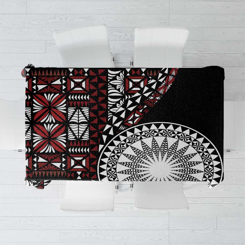 Red Tongan Ngatu Fonulei Pattern Tablecloth