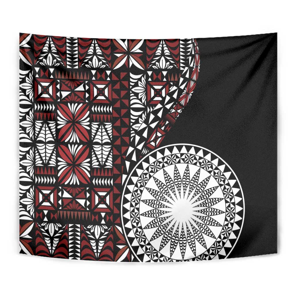 Red Tongan Ngatu Fonulei Pattern Tapestry