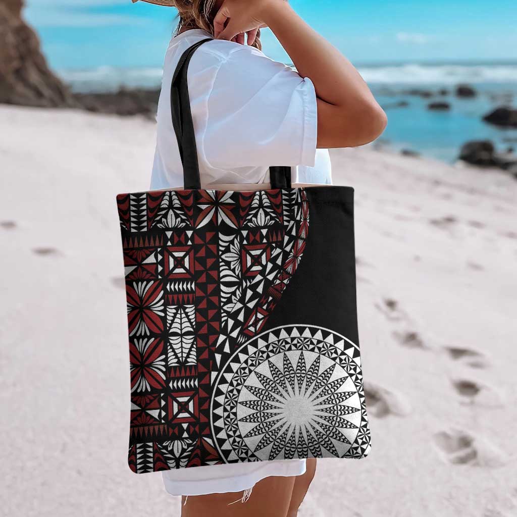 Red Tongan Ngatu Fonulei Pattern Tote Bag - Polynesian Pride