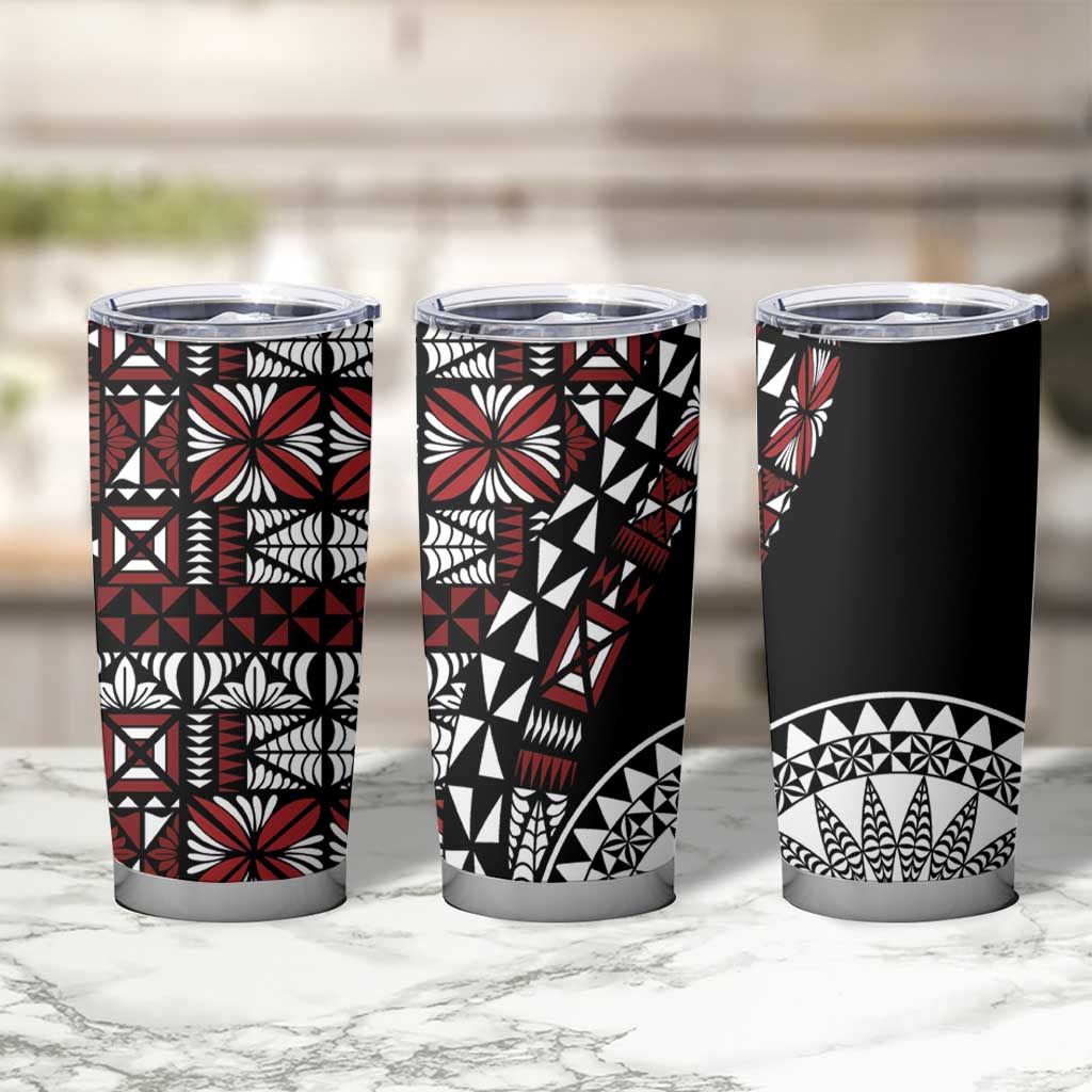 Red Tongan Ngatu Fonulei Pattern Tumbler Cup