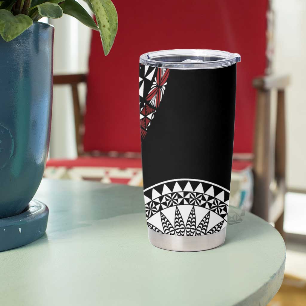 Red Tongan Ngatu Fonulei Pattern Tumbler Cup